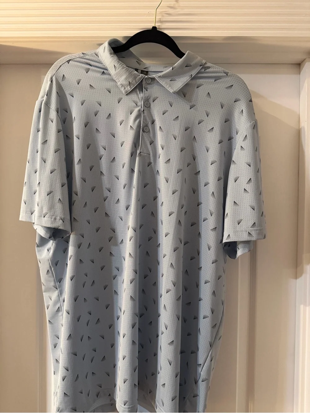 adidas Light Blue Polo with Tiny Dark Triangle Print